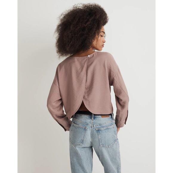 NWT Madewell Relaxed Tulip-Back Top In Evening Mauve Size Large - Picture 2 of 7
